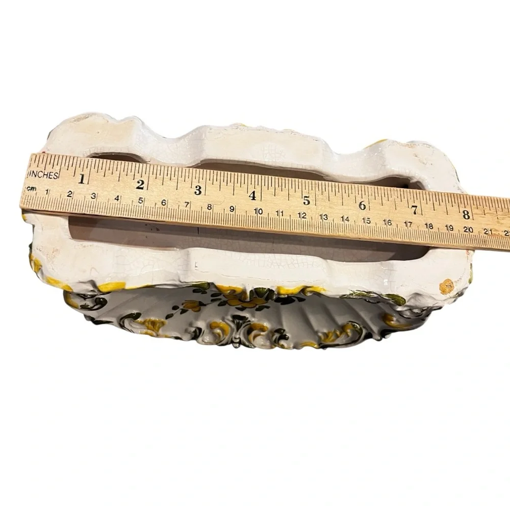 Italian Rococo Style Letter or Napkin Holder Yellow Floral